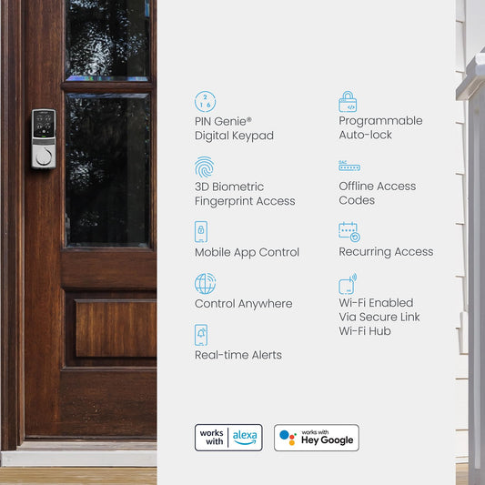 Lockly Secure Pro Smart Lock Fingerprint Keyless Entry Deadbolt PIN Genie Keypad WiFi Hub Alexa Google
