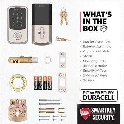 Kwikset Aura Reach Smart Lock Matter Bluetooth Keyless Entry Deadbolt Auto Unlock Satin Nickel