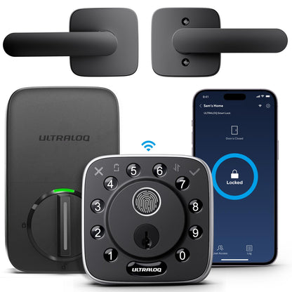 ULTRALOQ Smart Lock with Handle Fingerprint WiFi Keyless Entry App Control Alexa Google Auto Lock