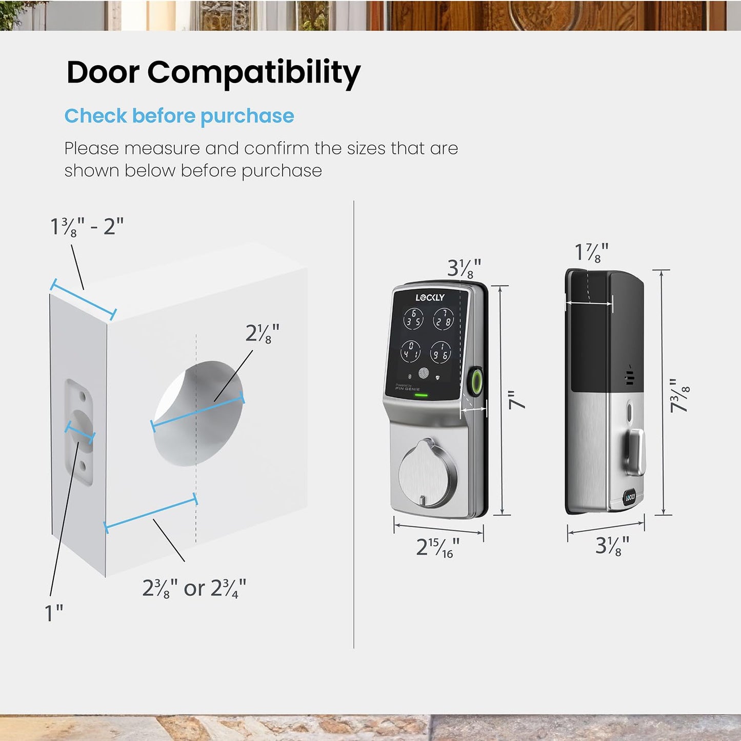 Lockly Secure Pro Smart Lock Fingerprint Keyless Entry Deadbolt PIN Genie Keypad WiFi Hub Alexa Google