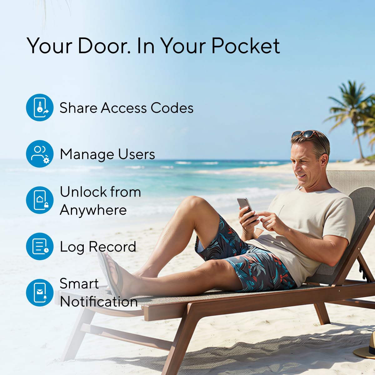 ULTRALOQ Smart Lock with Handle Fingerprint WiFi Keyless Entry App Control Alexa Google Auto Lock