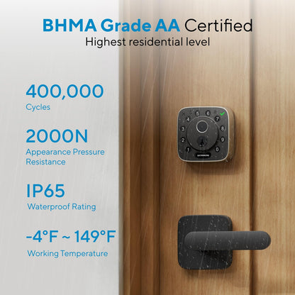ULTRALOQ Smart Lock with Handle Fingerprint WiFi Keyless Entry App Control Alexa Google Auto Lock