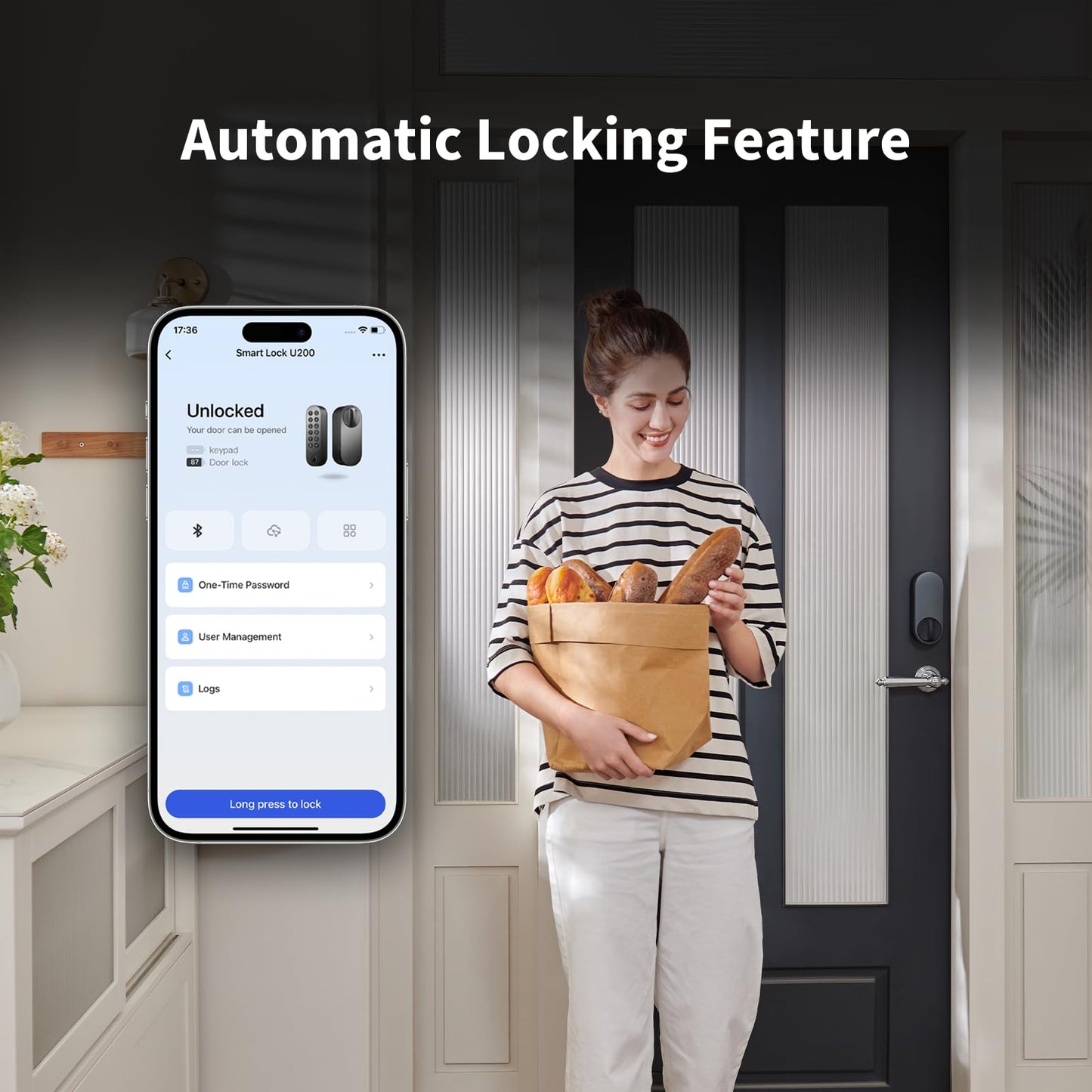 Aqara U200 Smart Lock Fingerprint Keypad Matter Apple Home Key Keyless Entry Alexa SmartThings Black