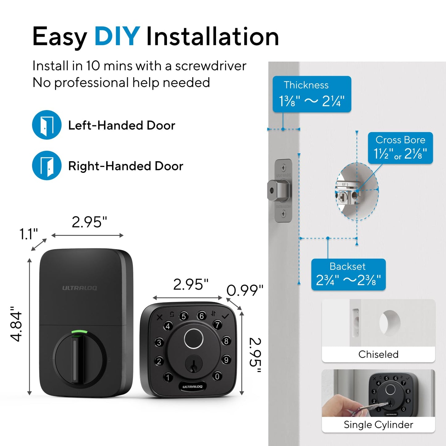 ULTRALOQ Bolt Smart Lock Fingerprint WiFi Deadbolt with App Control Apple Home Alexa Google Door Sensor