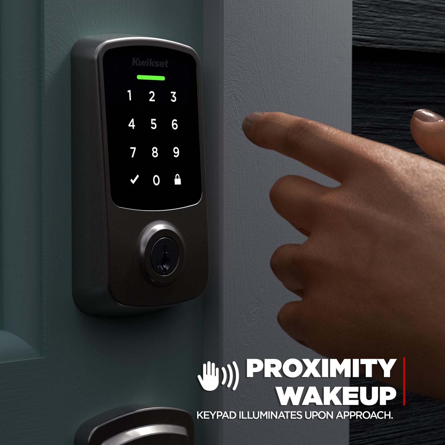 Kwikset Aura Reach Smart Lock Matter Bluetooth Keyless Entry Deadbolt Auto Unlock Satin Nickel