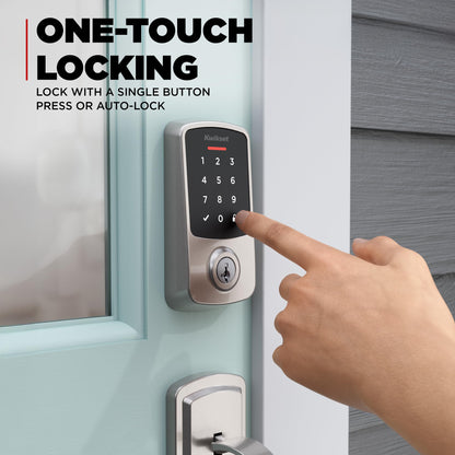 Kwikset Aura Reach Smart Lock Matter Bluetooth Keyless Entry Deadbolt Auto Unlock Satin Nickel