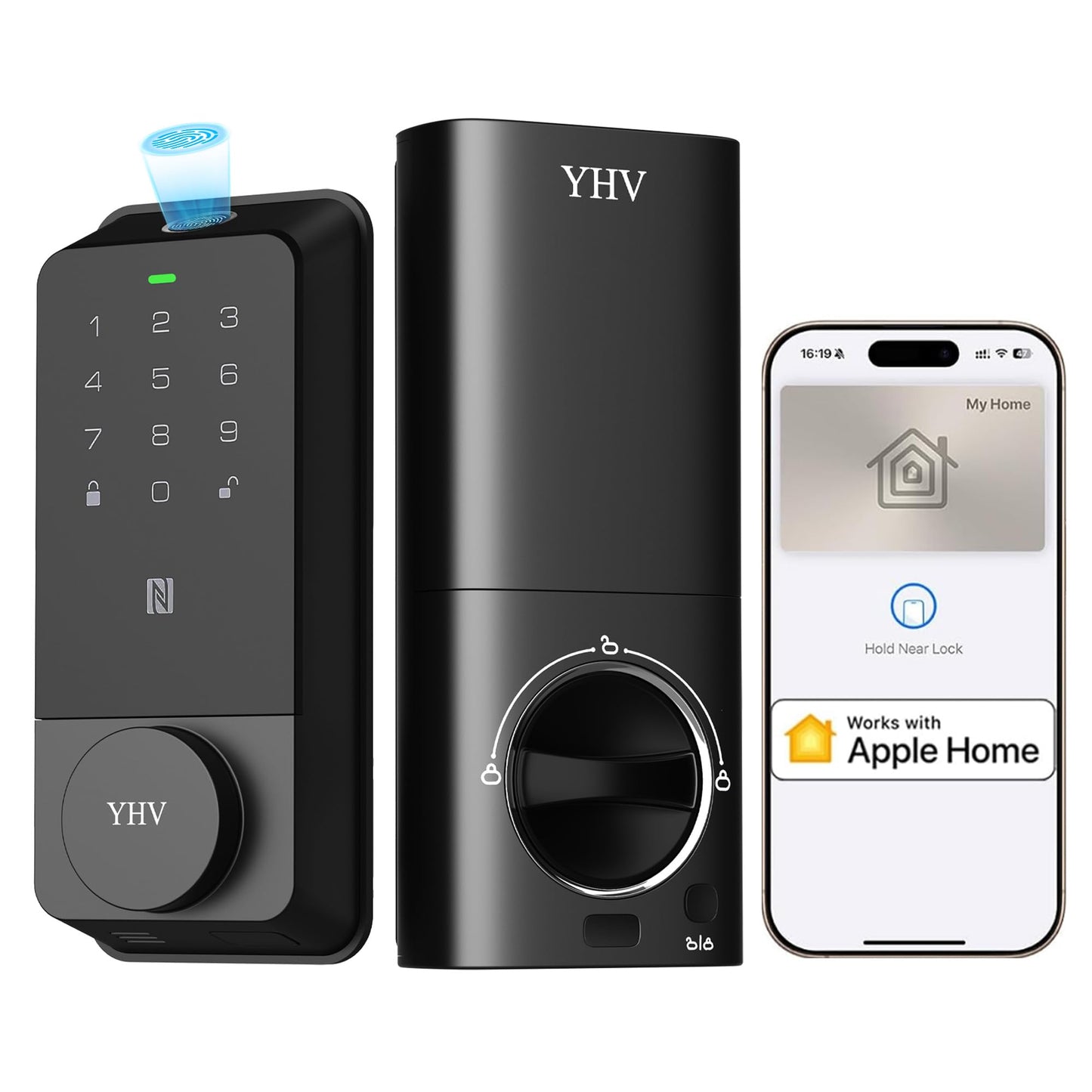 Smart Door Lock Apple Home Key Fingerprint Keyless Entry WiFi Deadbolt Keypad Alexa Google IP65