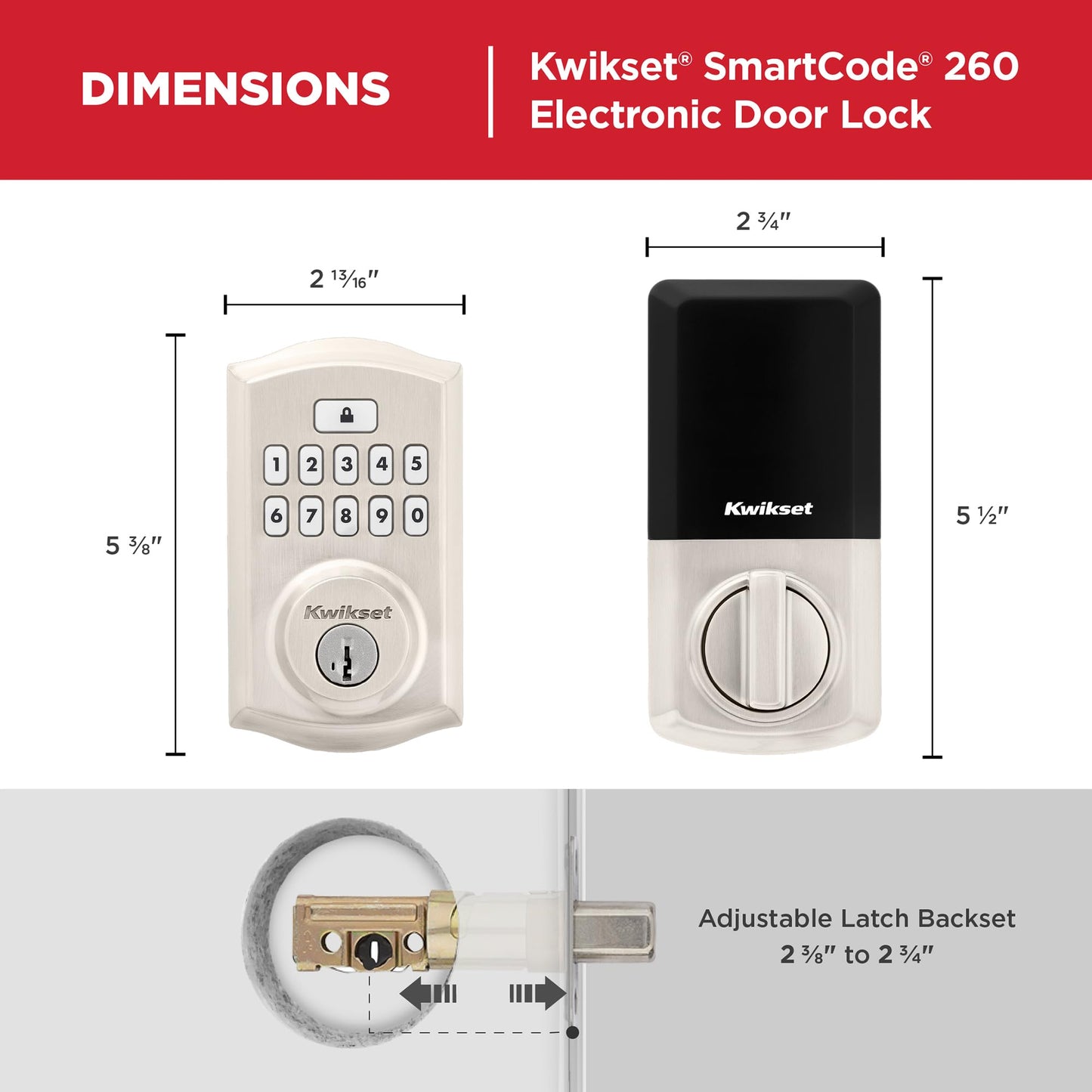 Kwikset SmartCode 260 Keyless Entry Deadbolt Keypad Lock Auto-Lock Secure Satin Nickel