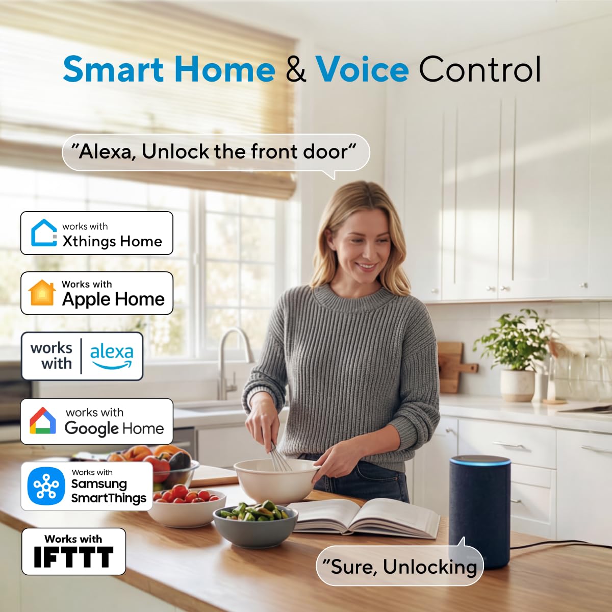 ULTRALOQ Smart Lock with Handle Fingerprint WiFi Keyless Entry App Control Alexa Google Auto Lock