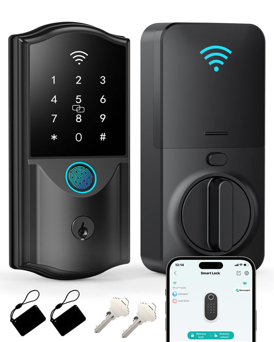 Firstriver Smart Lock WiFi Fingerprint Keyless Entry Deadbolt Digital Keypad App Control Alexa Google