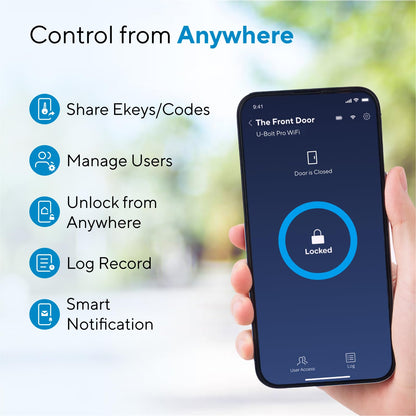 ULTRALOQ U-Bolt Pro WiFi Smart Lock Fingerprint Keyless Entry Deadbolt App Control Auto Unlock IP65 Waterproof