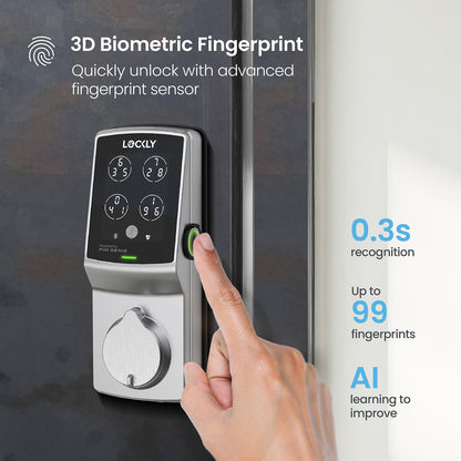 Lockly Secure Pro Smart Lock Fingerprint Keyless Entry Deadbolt PIN Genie Keypad WiFi Hub Alexa Google