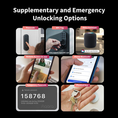 Aqara U200 Smart Lock Fingerprint Keypad Matter Apple Home Key Keyless Entry Alexa SmartThings Black