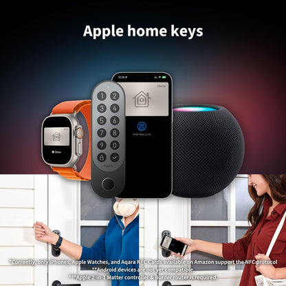 Aqara U200 Smart Lock Fingerprint Keypad Matter Apple Home Key Keyless Entry Alexa SmartThings Black