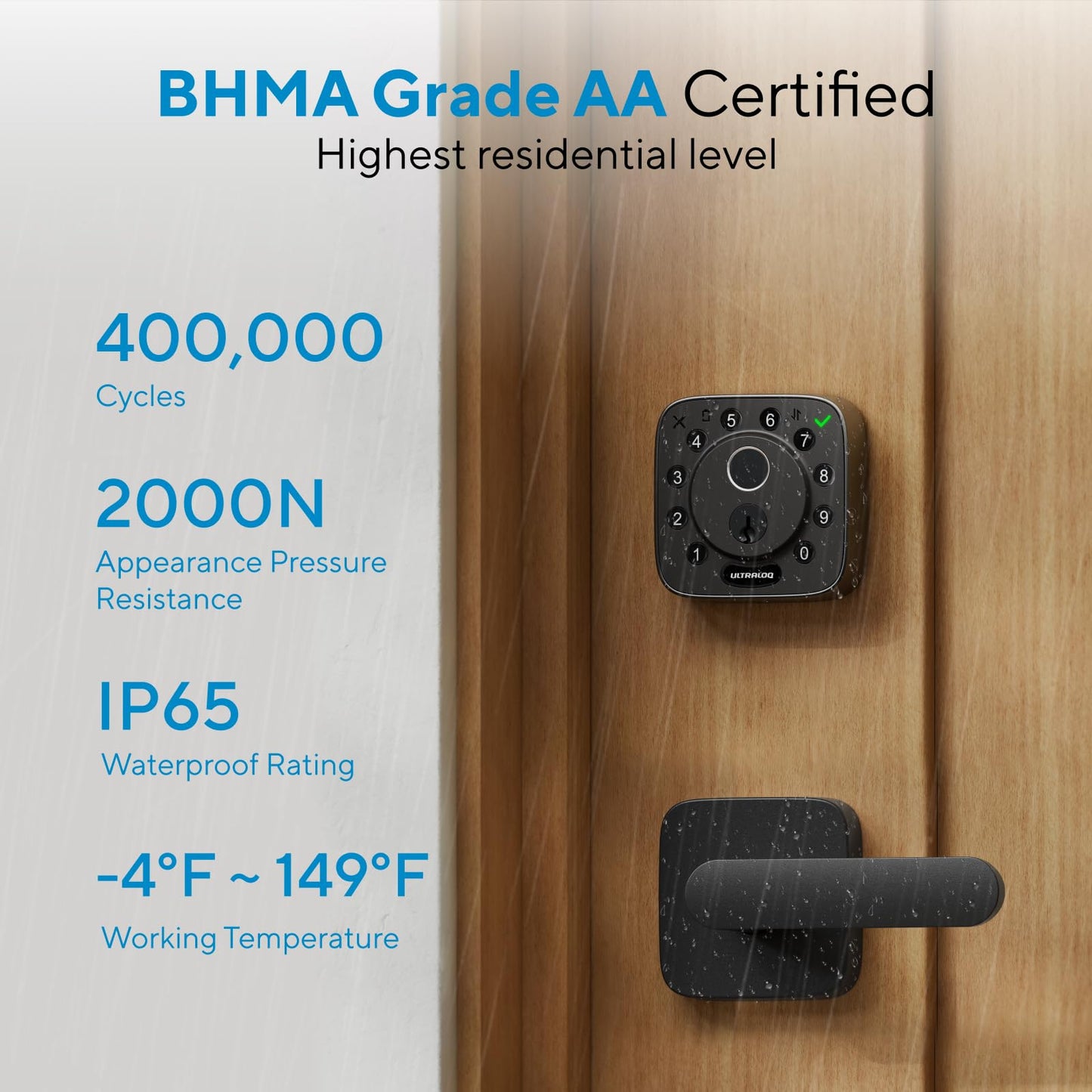 ULTRALOQ Bolt Smart Lock Fingerprint WiFi Deadbolt with App Control Apple Home Alexa Google Door Sensor
