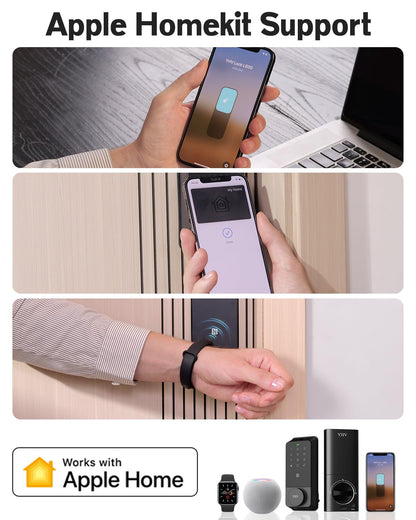Smart Door Lock Apple Home Key Fingerprint Keyless Entry WiFi Deadbolt Keypad Alexa Google IP65