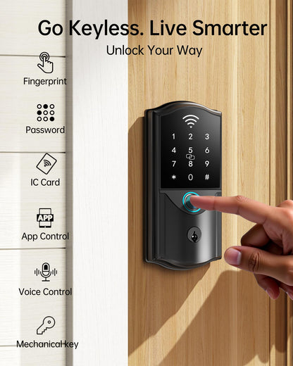 Firstriver Smart Lock WiFi Fingerprint Keyless Entry Deadbolt Digital Keypad App Control Alexa Google
