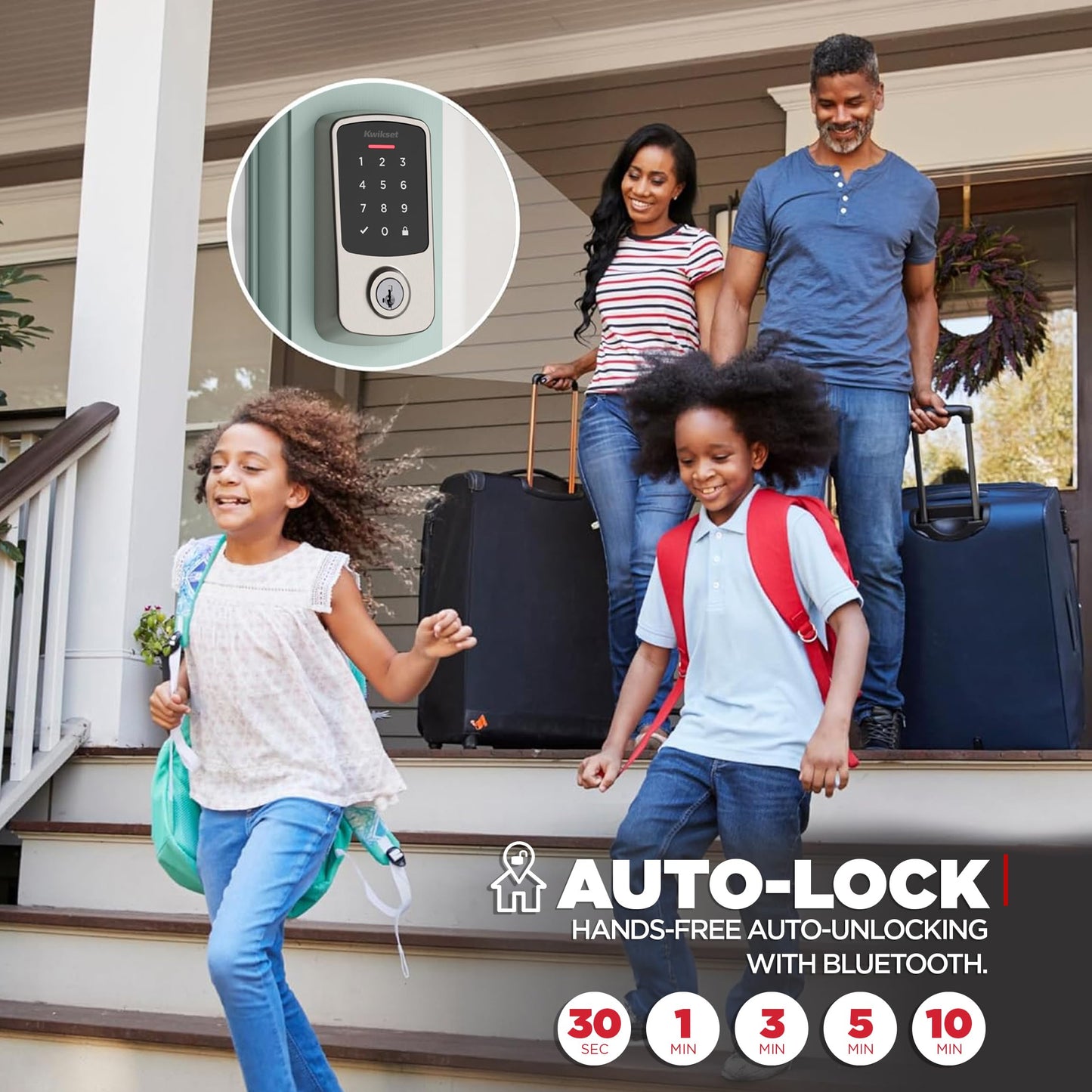 Kwikset Aura Reach Smart Lock Matter Bluetooth Keyless Entry Deadbolt Auto Unlock Satin Nickel